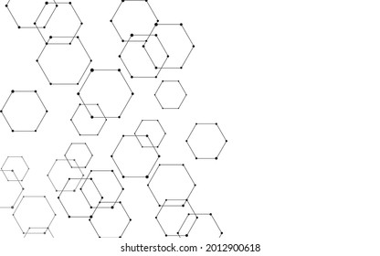 Hexagon overlapping abstract material, black and white.