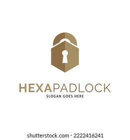 Hexagon Padlock Icon Vector Logo Template Illustration Design