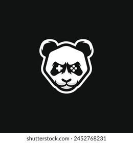 Hexagon panda head Logo Symbol Design ,Modern Mascot Cartoon panda mascot, It utilizes a panda that has eyes designed to impersonate a game controller.
