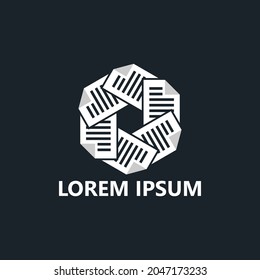 Hexagon paper document logo template design