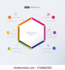 Hexagon partition Color gradient chart.  origami paper color infographic template for diagram presentation chart and business concept with 6 element options