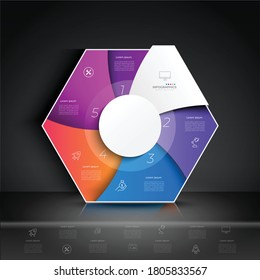 Gradiente de color de Hexagon y Partition gráfico de color de origami plantilla de color de papel info-gráfico para la gráfica de presentación de diagrama y concepto de negocio con opciones de elemento