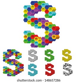 Hexagon Pattern 3D Vector Alphabet