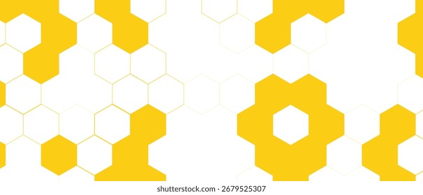Hexagon pattern, abstract medical science. Honeycomb. Geometric Hexagon Network. Molecule chemistry business transformational development geometric vector background. Yellow Hexagon Background