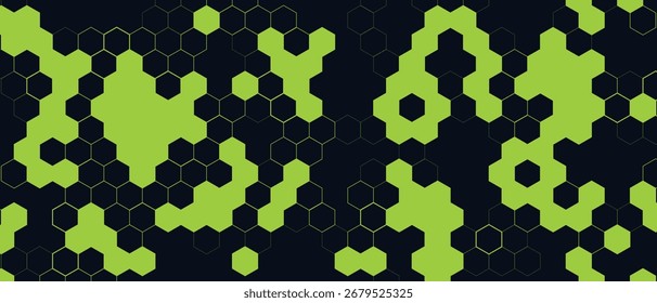 Hexagon pattern, abstract medical science. Honeycomb. Geometric Hexagon Network. Molecule chemistry business transformational development geometric vector background. Yellow Hexagon Background