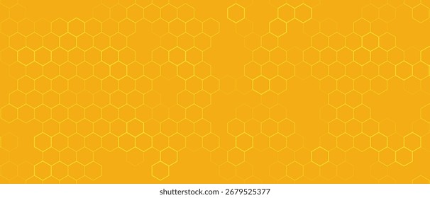 Patrón hexagonal, ciencia médica abstracta. Panal. Red de hexágonos geométricos. Fondo de Vector geométrico de desarrollo transformacional de negocio de química de moléculas. Fondo de hexágono amarillo