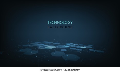 Hexagon pattern background.Geometric abstract background with hexagons on dark blue color background.vector graphics.