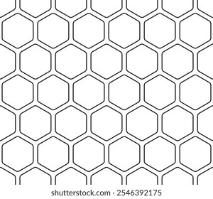 Patrón de hexágono. Color negro sobre fondo a juego. Patrón de mosaico de hexágonos redondeados. Grandes Formas hexagonales. Diseño sin fisuras. Ilustración vectorial basculante.