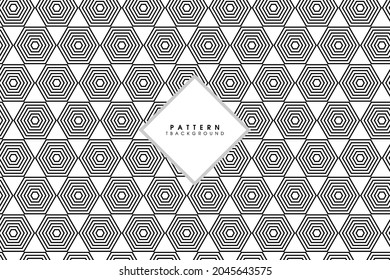 hexagon pattern, black and white, vector lines, abstract background, texture pattern