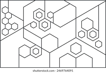 hexagon pattern black and white for wall decoration 