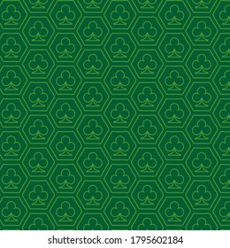 Hexagon pattern center clubs card suit white design vector illustration