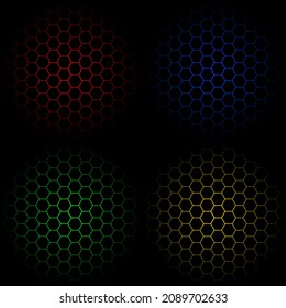 Hexagon pattern center spot design vector illustration set 4