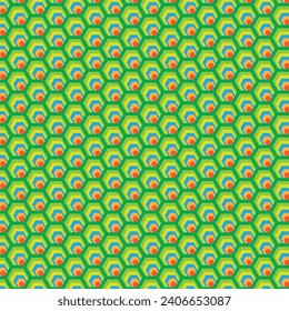 The hexagon pattern is characterized by its six equal sides and six angles, creating a geometrically harmonious shape. The regularity of the hexagon.
