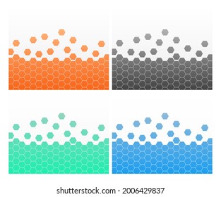 hexagon pattern colored abstract background set