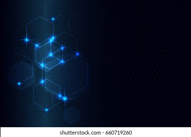 hexagon pattern design and light blue stars abstract tech innovation background as technology and future concept ,vector graphics