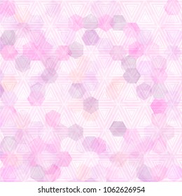 Hexagon pattern design pink color background triangle white color pattern wallpaper illustration