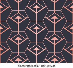 Hexagon Pattern. Endless. Seamless Pattern. Trendy Copper Look.