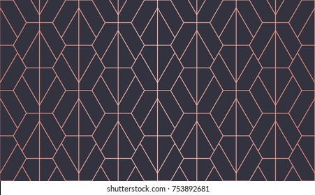 Hexagon Pattern. Endless. Seamless Pattern. Vector Lines. Trendy Copper Look.