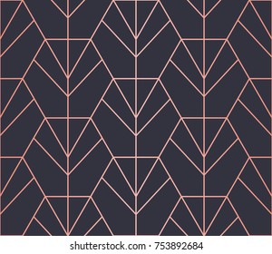 Hexagon Pattern. Endless. Seamless Pattern. Vector Lines. Trendy Copper Look.