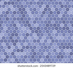 Hexagon pattern geometric design. Bold rounded stacked hexagons mosaic pattern. Blue color tones. Hexagon geometric shapes. Seamless design. Tileable vector illustration.