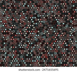 Hexagon pattern geometric design. Geometric elements of varied style and color. Regular hexagon shapes. Tileable pattern. Seamless background. Symmetrical vector illustration.