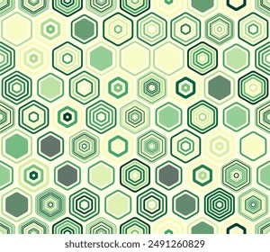 Hexagon pattern geometric design. Geometric elements of varied style and color. Hexagonal cells. Tileable pattern. Seamless background. Symmetrical vector illustration.