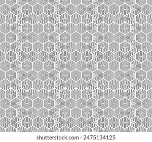 Hexagon pattern geometric design. Rounded stacked hexagons mosaic cells. Hexagon cells. Seamless tileable vector illustration.