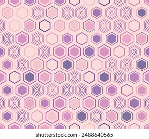 Hexagon pattern geometric design. Geometric shapes of varied style and color. Hexagonal shapes. Tileable pattern. Seamless background. Symmetrical vector illustration.