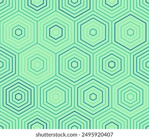 Hexagon pattern geometric design. Simple stacked hexagons with a multiple tones color palette. Seamless and tileable vector illustration.