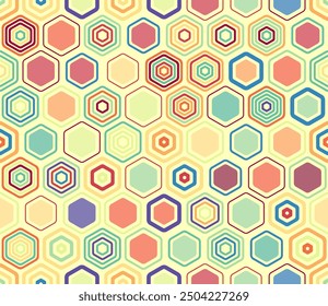 Hexagon Pattern. Geometric elements of varied style and color. Hexagonal cells. Tileable pattern. Seamless background. Classy vector illustration.