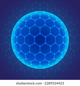 Hexagon Pattern Globe Sphere Blue Digital Technology Background Vector Illustration