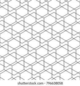 Hexagon in pattern, grid, intersection, layer, seamless vector background.