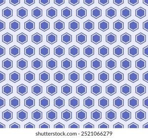 Patrón de hexágono. Color índigo sobre fondo a juego. Celda de mosaico en negrita hexagonal con relleno y células sólidas internas. Formas hexagonales. Patrón sin fisuras. Ilustración vectorial basculante.