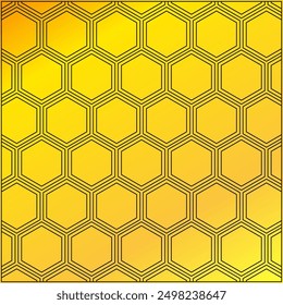 Patrón hexagonal aislado sobre fondo dorado. Ilustración vectorial.