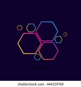 Hexagon pattern logo. Colorful vector design for banner, presentation, web page, app icon, card, labels or posters.