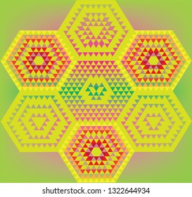 Hexagon pattern on color background
