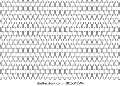 Hexagon Pattern. Seamless Honey Combs Background. Vector Black And White Hexagon Texture.