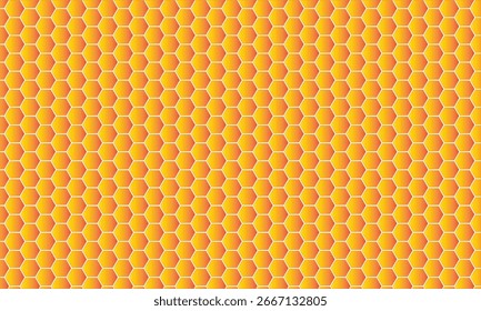 Hexagon Pattern: Seamless Yellow and Orange Design, Honeycomb Pattern Background: A Golden Geometric Design.