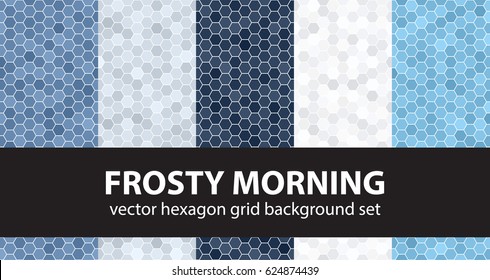 Hexagon pattern set "Frosty Morning". Vector seamless geometric backgrounds