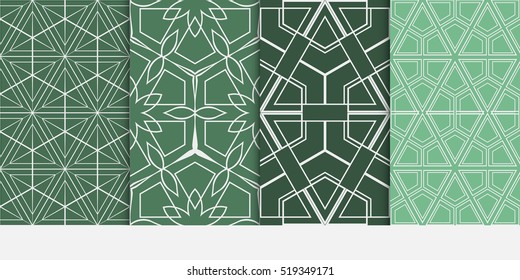 Hexagon pattern. set of seamless ornament. vector illustration. modern wallpaper. For design, background fills, card, banner. green color