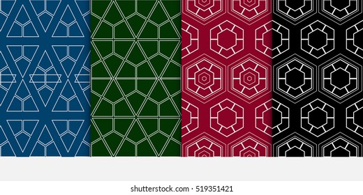 Hexagon pattern. set of seamless ornament. vector illustration. modern wallpaper. For design, background fills, card, banner. dark color