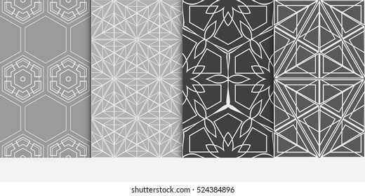 Hexagon pattern. set of seamless ornament. vector illustration. modern wallpaper. For design, background fills, card, banner. grey color