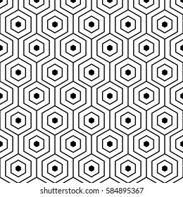 Hexagon pattern, stylish monochrome, vector pattern