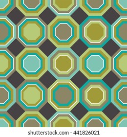 Hexagon pattern teal, brown and green