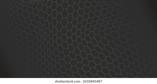 hexagon pattern. Texture bee comb grid. Flat vector illustration isolated on dark background.