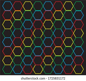 hexagon pattern vector with elegant color settings on black background. Modern stylish texture.