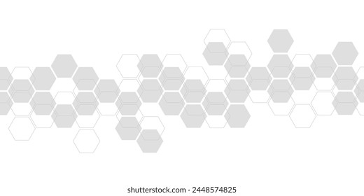 Hexagon pattern. Vector monochrome background. Texture of geometric shapes, hexagons. Lines, dots, cells, honeycombs.