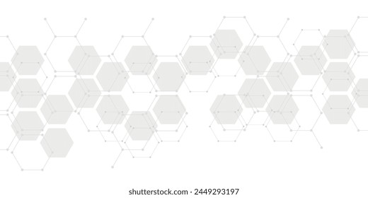 Hexagon pattern. Vector monochrome background. Texture of geometric shapes, hexagons. Lines, dots, cells, honeycombs.