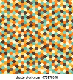 Hexagon pattern. Vector seamless retro background