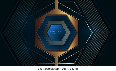 hexagon patterns and golden lines abstract digital modern bright futuristic wallpaper design element.vector illustration cover template and luxury backdrop.